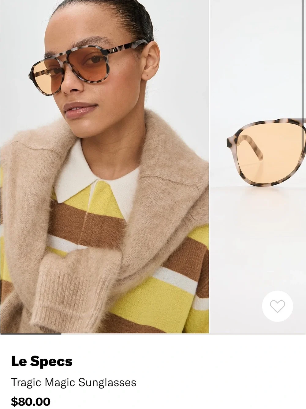 Le Specs Woman’s Tortoiseshell Sunglasses with Amber Lenses